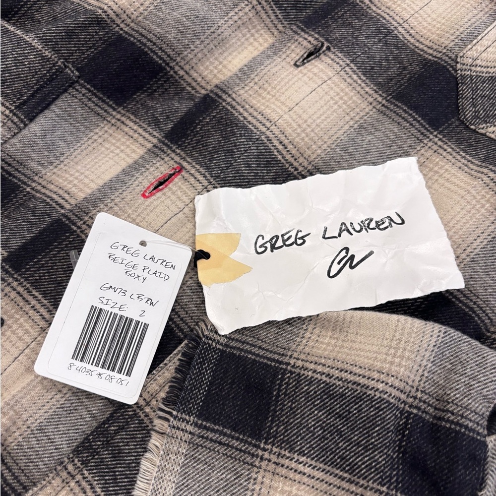 Greg Lauren Beige Plaid Boxy Shirt - NWT! - Picture 4 of 5